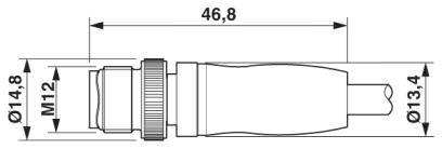 Штыревая часть разъема M12 х 1, прямая