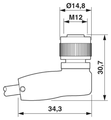 Гнездовая часть разъема M12 х 1, угловая