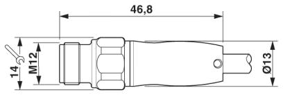 Штыревая часть разъема M12 х 1, прямая