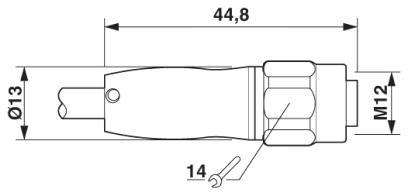 Гнездовая часть разъема M12 х 1, прямая