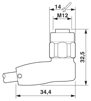 Гнездовая часть разъема M12 х 1, угловая