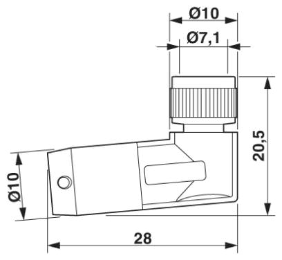 Розетка M8 x 1, угловая