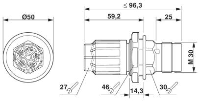 Размерный чертеж QPD CW 5x2,5