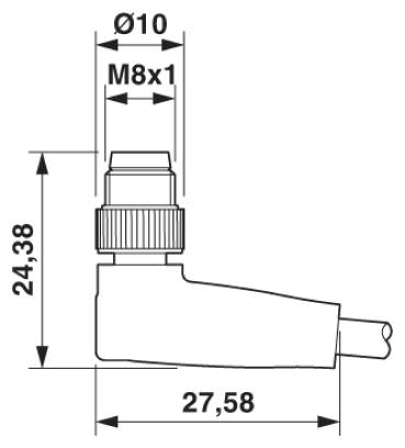 Штыревая часть разъема M8 x 1, угловая