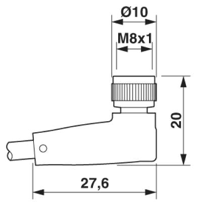 Розетка M8 x 1, угловая