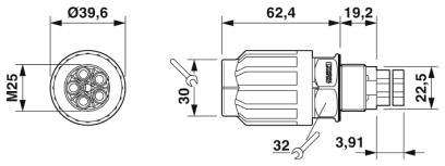 Размерный чертеж QPD W 4PE6,0 M25