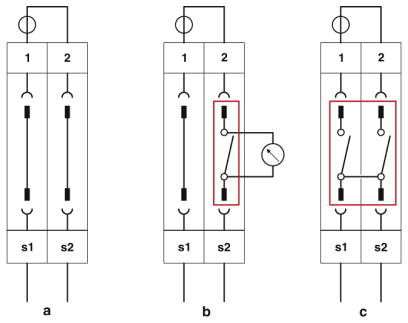 a = нормальный режим<br/>b = режим измерения<br/>c = короткое замыкание