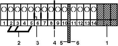 1 = Глухая крышка <br/>2 = Гребенчатый мостик <br/>3 = Перегородка <br/>4 = Разделительная перегородка <br/>5 = Разделительная пластина <br/>6 = Разделительная пластина, удлиненная