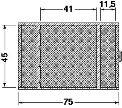 1 = верхний край печатной платы <br/>B = ширина корпуса