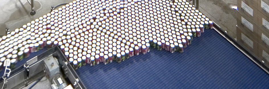 Ленточный конвейер горизонтальный для пластиковых бутылок накопительный ACMI