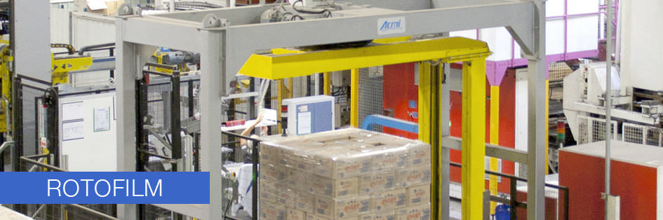 Упаковочная машина с поворотным столом автоматическая для пищевой промышленности и для производства напитков для паллет ROTOFILM ACMI