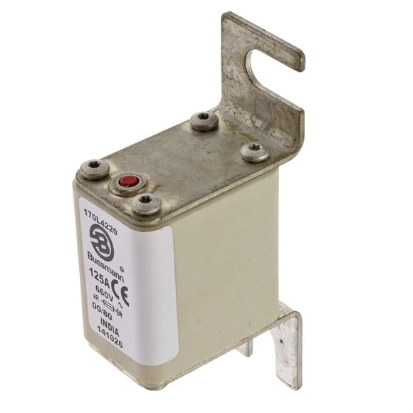 Bussmann. Предохранитель, высокая скорость, 125 A, AC 660 V, size 00, 30 x 51 x 98 мм, aR, DIN, IEC, одинарный индикатор - 170L4220