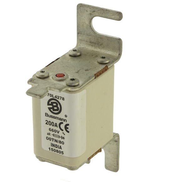 Bussmann. Предохранитель, высокая скорость, 200 A, AC 660 V, Size 00, 30 x 67 x 100 мм, aR, IEC, одинарный индикатор - 170L4278