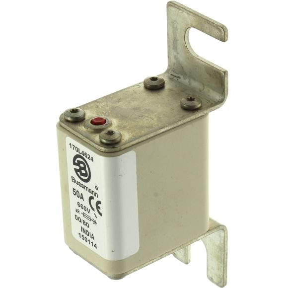 Bussmann. Предохранитель, высокая скорость, 50 A, AC 660 V, size 00, 30 x 51 x 98 мм, aR, DIN, IEC, одинарный индикатор - 170L4624