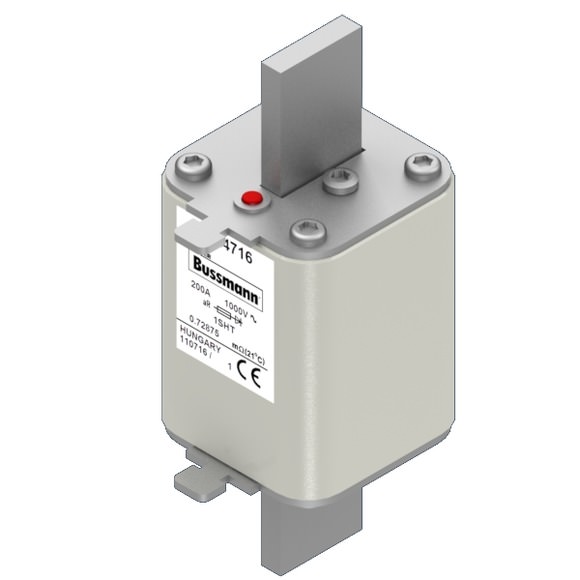 Bussmann. Предохранитель, высокая скорость, 200 A, AC 1000 V, Size 1, 53 x 53 x 135 мм, aR, IEC, одинарный индикатор - 170L4716