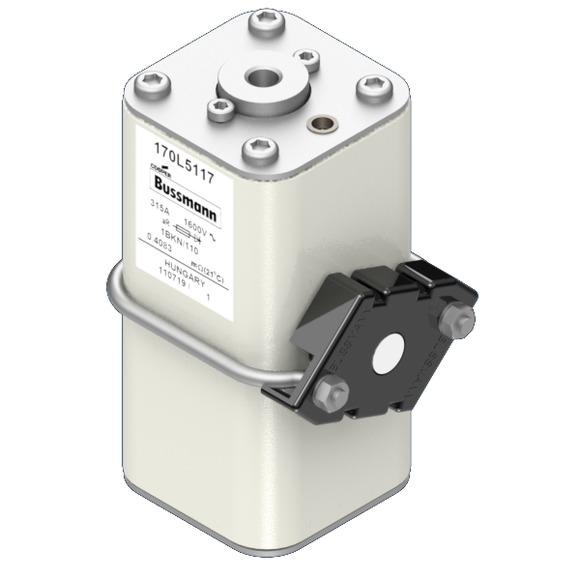 Bussmann. Предохранитель, высокая скорость, 400 A, AC 1500 V, Size 1, 53 x 53 x 110 мм, aR, IEC, одинарный индикатор - 170L5034