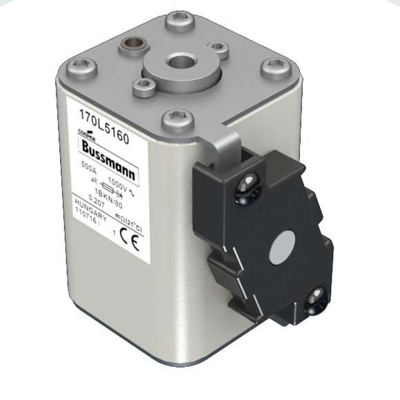 Bussmann. Предохранитель, высокая скорость, 500 A, AC 1000 V, Size 1, 51 x 70 x 80 мм, aR, IEC, одинарный индикатор - 170L5160