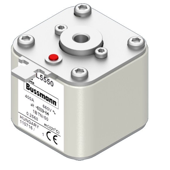 Bussmann. Предохранитель, высокая скорость, 400 A, AC 660 V, Size 1, 53 x 53 x 51 мм, aR, IEC, одинарный индикатор - 170L5550