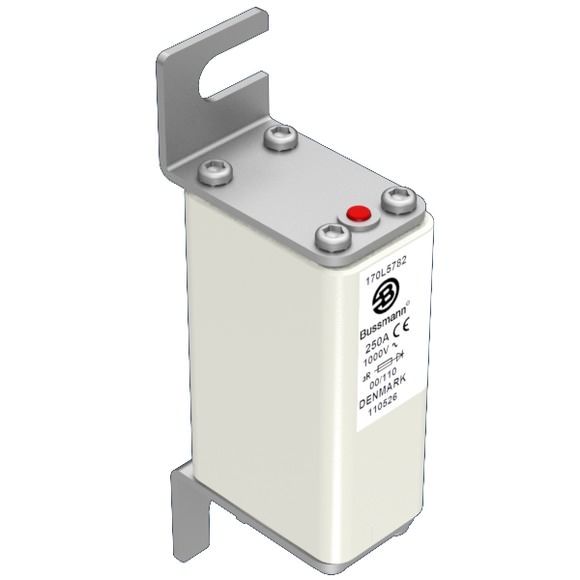 Bussmann. Предохранитель, высокая скорость, 250 A, AC 1000 V, Size 00, 30 x 67 x 128 мм, aR, IEC, одинарный индикатор - 170L5792
