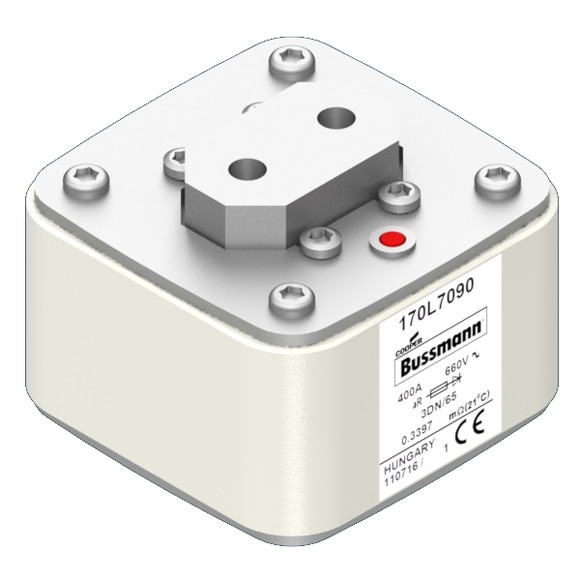 Bussmann. Предохранитель, высокая скорость, 400 A, AC 660 V, Size 3, 76 x 76 x 63 мм, aR, IEC, одинарный индикатор - 170L7090