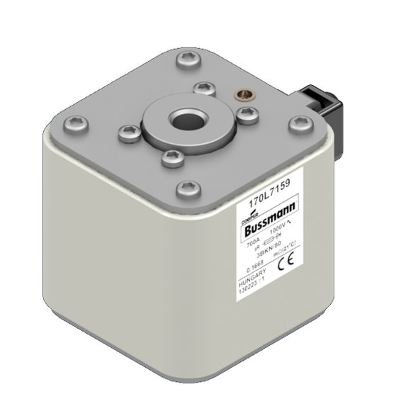 Bussmann. Предохранитель, высокая скорость, 700 A, AC 1000 V, Size 3, 76 x 92 x 83 мм, aR, IEC, одинарный индикатор - 170L7159