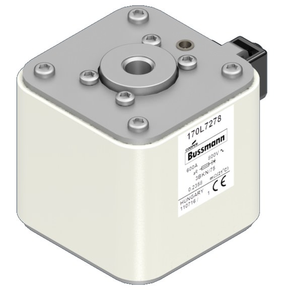 Bussmann. Предохранитель, высокая скорость, 1100 A, AC 800 V, Size 3, 76 x 90 x 141 мм, aR, IEC - 170L7243