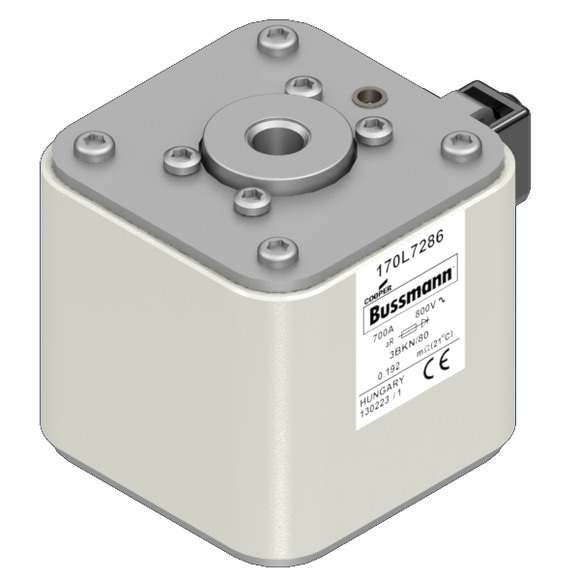 Bussmann. Предохранитель, высокая скорость, 700 A, AC 800 V, Size 3, 76 x 92 x 83 мм, aR, IEC, одинарный индикатор - 170L7286