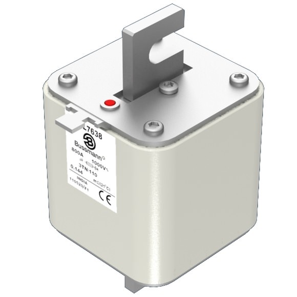 Bussmann. Предохранитель, высокая скорость, 800 A, AC 1000 V, Size 3, 76 x 90 x 141 мм, aR, DIN, IEC, одинарный индикатор - 170L7638