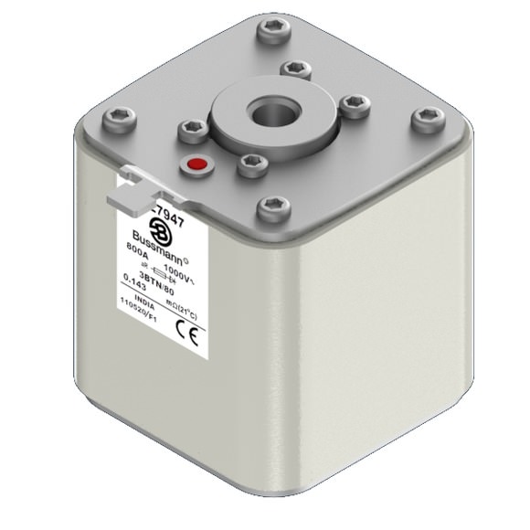 Bussmann. Предохранитель, высокая скорость, 800 A, AC 1000 V, Size 3, 76 x 76 x 81 мм, aR, IEC, одинарный индикатор - 170L7947