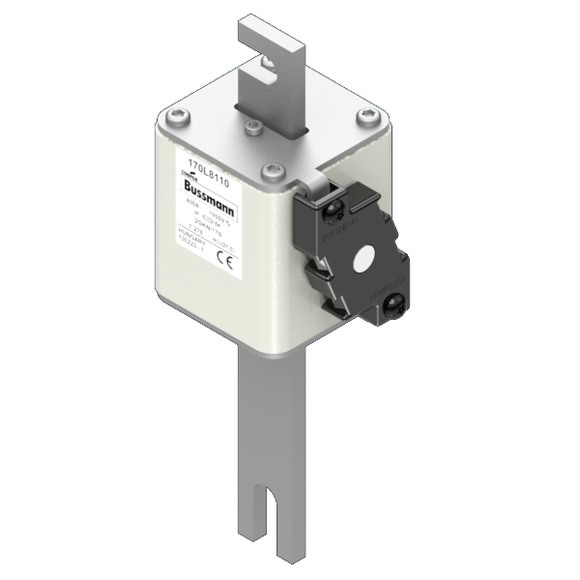 Bussmann. Предохранитель, высокая скорость, 500 A, AC 1500 V, Size 2, 61 x 61 x 247 мм, aR, IEC, одинарный индикатор - 170L8104