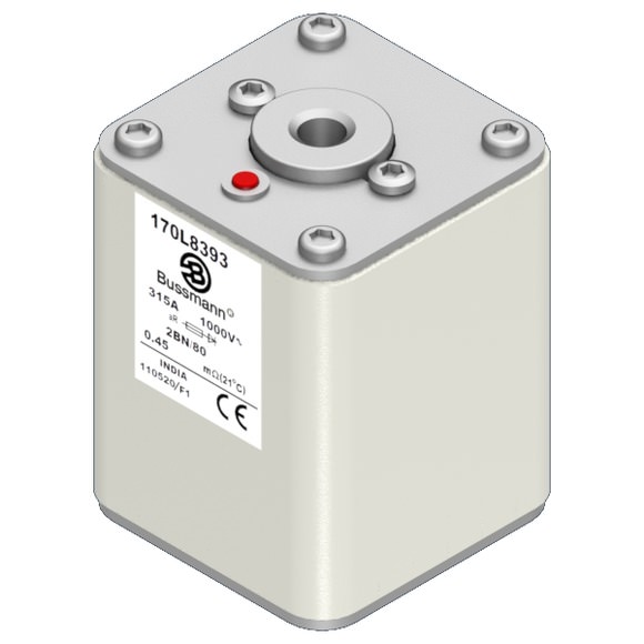 Bussmann. Предохранитель, высокая скорость, 315 A, AC 1000 V, Size 2, 61 x 61 x 80 мм, aR, IEC, одинарный индикатор - 170L8393