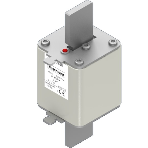 Bussmann. Предохранитель, высокая скорость, 400 A, AC 1000 V, Size 2, 59 x 59 x 150 мм, aR, IEC, одинарный индикатор - 170L8926