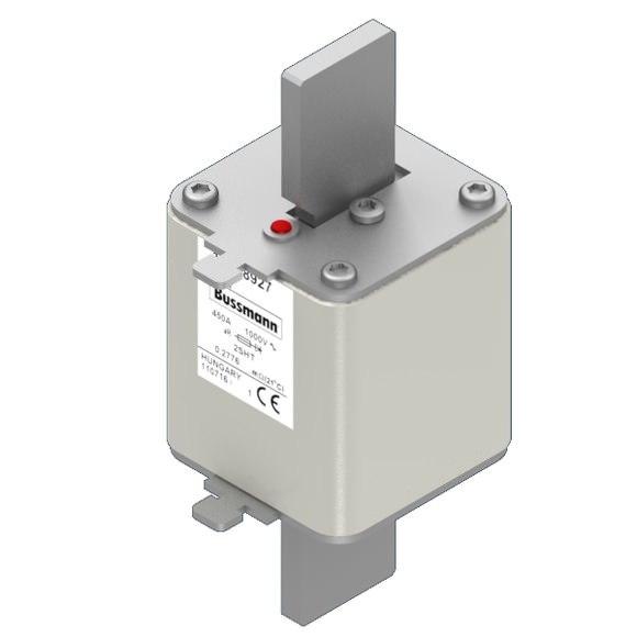 Bussmann. Предохранитель, высокая скорость, 400 A, AC 1000 V, Size 2, 59 x 88 x 150 мм, aR, IEC, одинарный индикатор - 170L8979