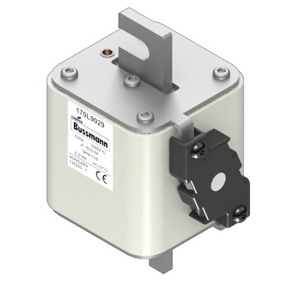 Bussmann. Предохранитель, высокая скорость, 630 A, AC 1000 V, Size 3, 74 x 92 x 141 мм, aR, IEC, одинарный индикатор - 170L9029
