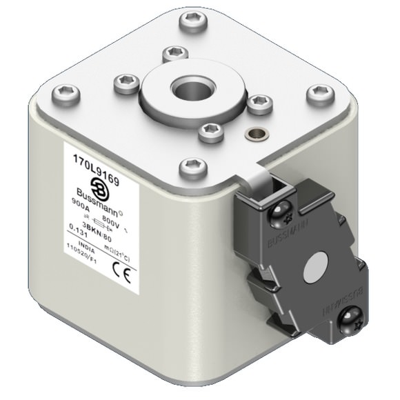 Bussmann. Предохранитель, высокая скорость, 900 A, AC 800 V, Size 3, 76 x 92 x 83 мм, aR, IEC, одинарный индикатор - 170L9169