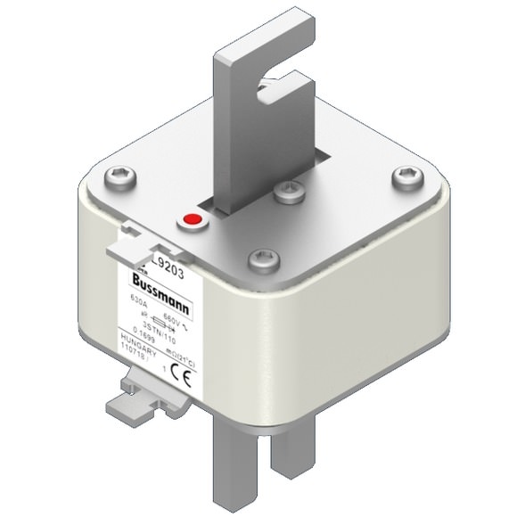 Bussmann. Предохранитель, высокая скорость, 630 A, AC 660 V, Size 3, 76 x 92 x 141 мм, aR, IEC, одинарный индикатор - 170L9203
