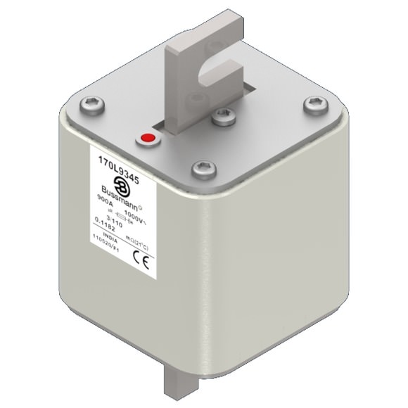 Bussmann. Предохранитель, высокая скорость, 630 A, AC 1000 V, Size 3, 74 x 74 x 151 мм, aR, IEC, одинарный индикатор - 170L9301