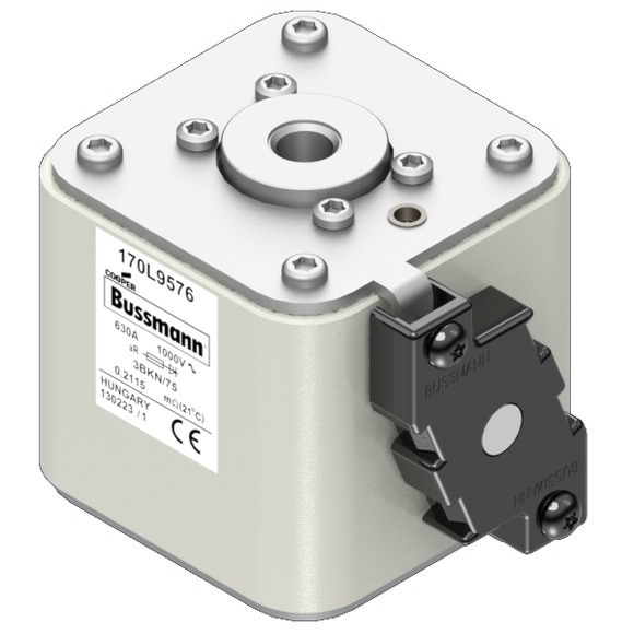 Bussmann. Предохранитель, высокая скорость, 630 A, AC 1000 V, Size 3, 76 x 92 x 75 мм, aR, IEC, одинарный индикатор - 170L9576