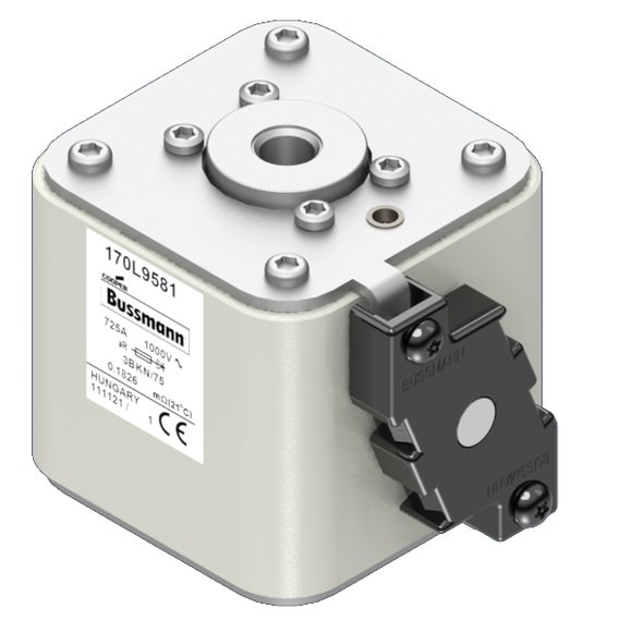Bussmann. Предохранитель, высокая скорость, 725 A, AC 1000 V, Size 3, 76 x 92 x 75 мм, aR, IEC, одинарный индикатор - 170L9581