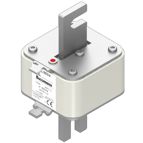 Bussmann. Предохранитель, высокая скорость, 700 A, AC 660 V, Size 3, 76 x 92 x 141 мм, aR, IEC, одинарный индикатор - 170L9604