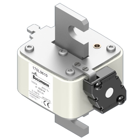 Bussmann. Предохранитель, высокая скорость, 1000 A, AC 400 V, Size 3, 74 x 103 x 128 мм, aR, IEC, одинарный индикатор - 170L9610
