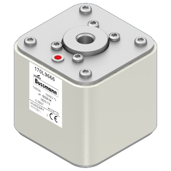 Bussmann. Предохранитель, высокая скорость, 1000 A, AC 1000 V, Size 3, 76 x 76 x 75 мм, aR, IEC, одинарный индикатор - 170L9666