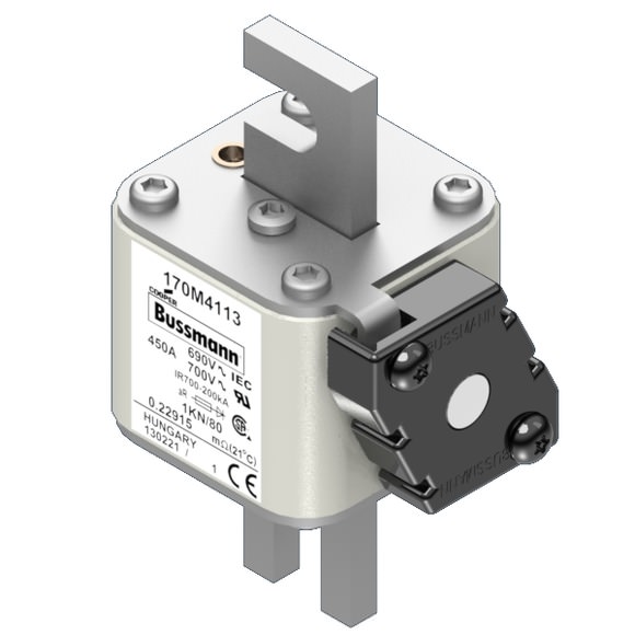 Bussmann. Предохранитель, высокая скорость, 450 A, AC 690 V, size 1, 50 x 78 x 109 мм, aR, DIN, IEC, одинарный индикатор - 170M4105