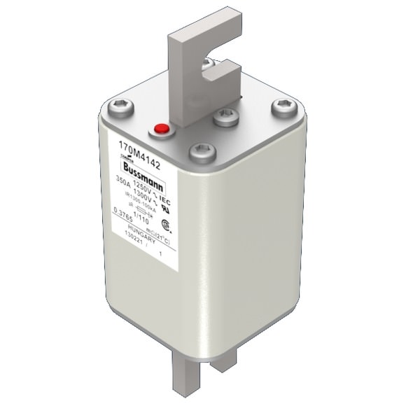 Bussmann. Предохранитель, высокая скорость, 350 A, AC 1250 V, size 1, 53 x 66 x 138 мм, aR, DIN, IEC, одинарный индикатор - 170M4142