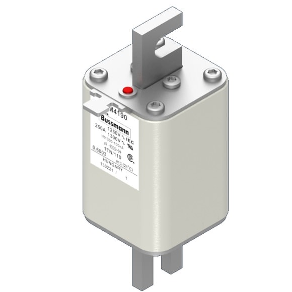 Bussmann. Предохранитель, высокая скорость, 250 A, AC 1250 V, size 1, 53 x 66 x 138 мм, aR, DIN, IEC, одинарный индикатор - 170M4190