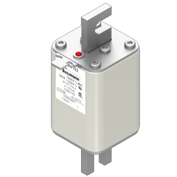 Bussmann. Предохранитель, высокая скорость, 350 A, AC 1250 V, size 1, 53 x 66 x 138 мм, aR, DIN, IEC, одинарный индикатор - 170M4192