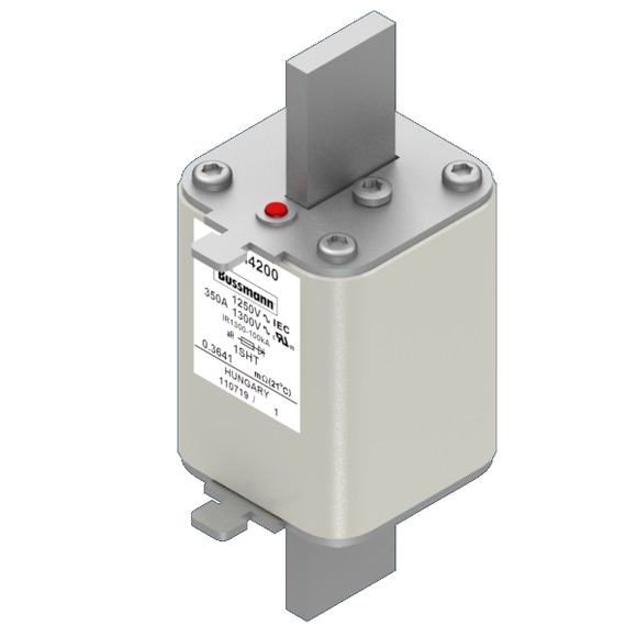 Bussmann. Предохранитель, высокая скорость, 350 A, AC 1250 V, size 1, 53 x 63 x 135 мм, aR, IEC, одинарный индикатор - 170M4200
