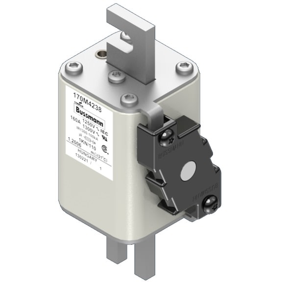 Bussmann. Предохранитель, высокая скорость, 160 A, AC 1250 V, size 1, 53 x 69 x 138 мм, aR, DIN, IEC, одинарный индикатор - 170M4238