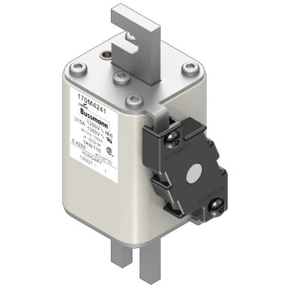 Bussmann. Предохранитель, высокая скорость, 315 A, AC 1250 V, size 1, 53 x 69 x 138 мм, aR, DIN, IEC, одинарный индикатор - 170M4241