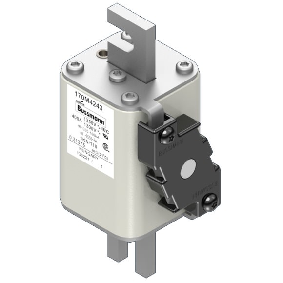 Bussmann. Предохранитель, высокая скорость, 400 A, AC 1250 V, size 1, 53 x 69 x 138 мм, aR, DIN, IEC, одинарный индикатор - 170M4243